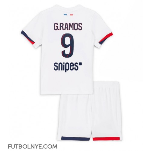 Camiseta Paris Saint-Germain Goncalo Ramos #9 Visitante Equipación para niños 2025-26 manga corta (+ pantalones cortos)